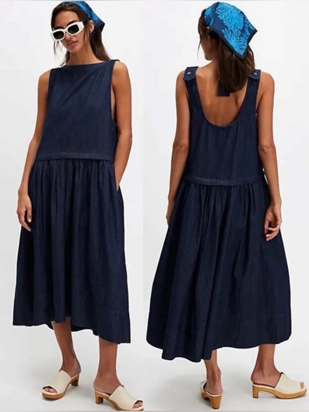 Free People Soraya Denim Midi Dress Size Medium
